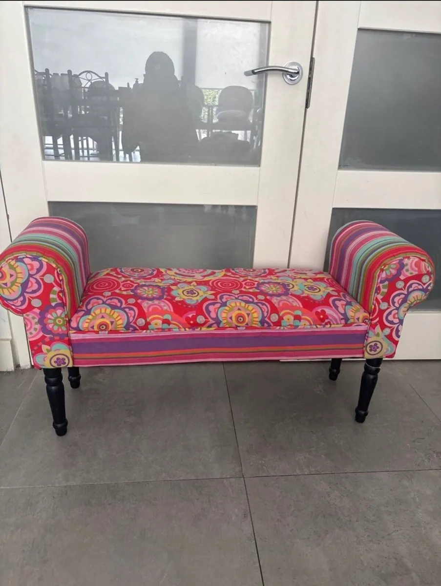 Vintage patchwork bench / french stool - Image 1