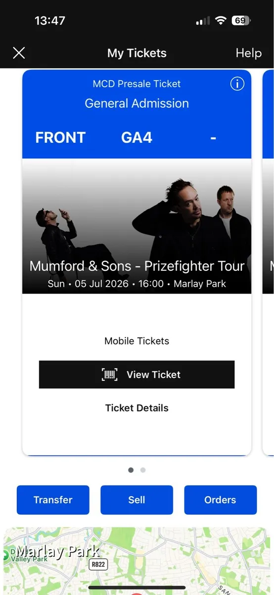 2x Mumford & Sons Tickets, Marlay Park 05/07/26