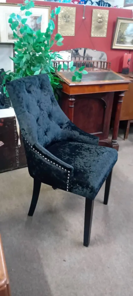 Black Velvet Button Back Bedroom Chair