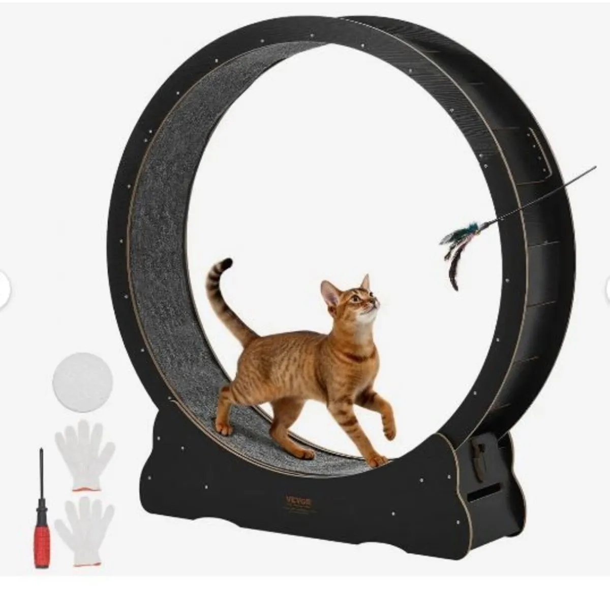 Cat Exercise Wheel, 132cm Wooden Cat Running - Image 4