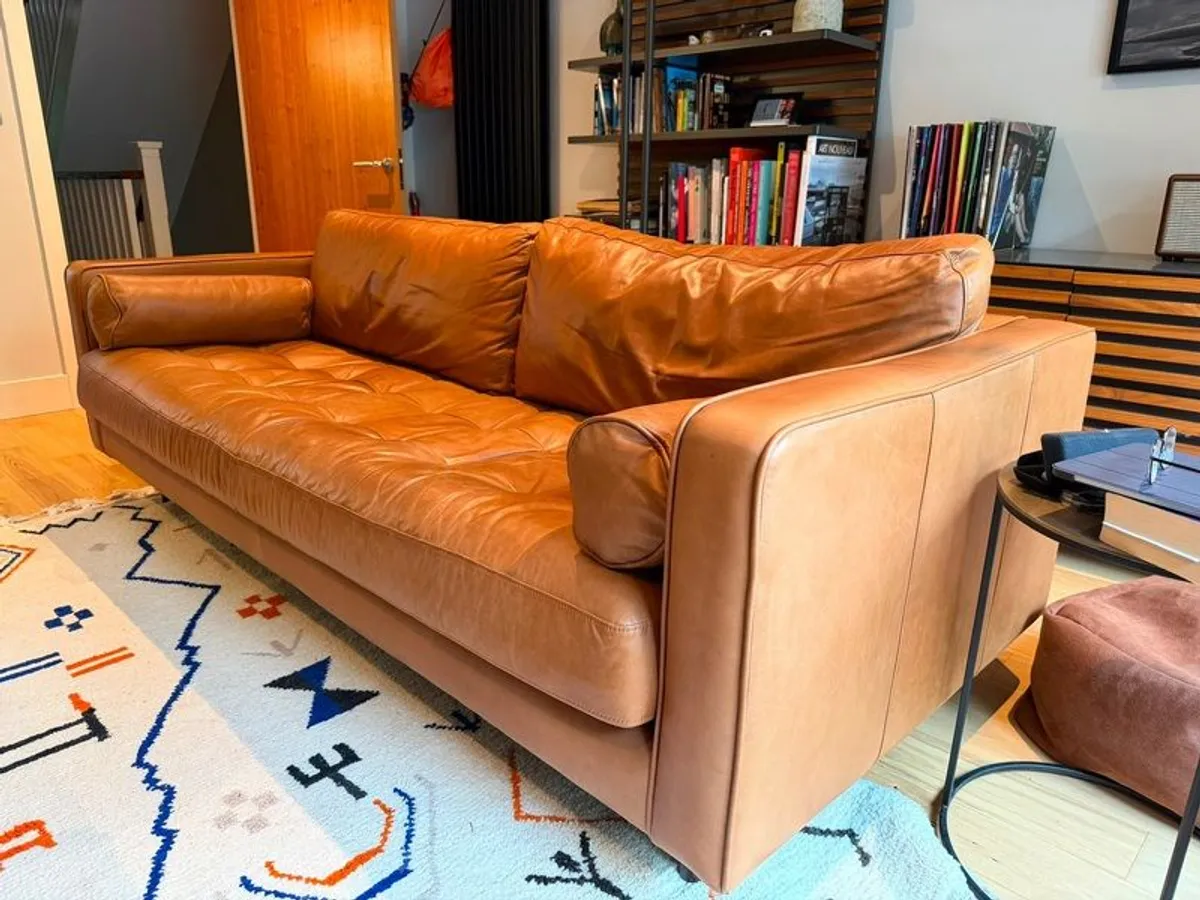 EZ living SCOTT Charme Cigar Leather 3 Seater Sofa - Image 2