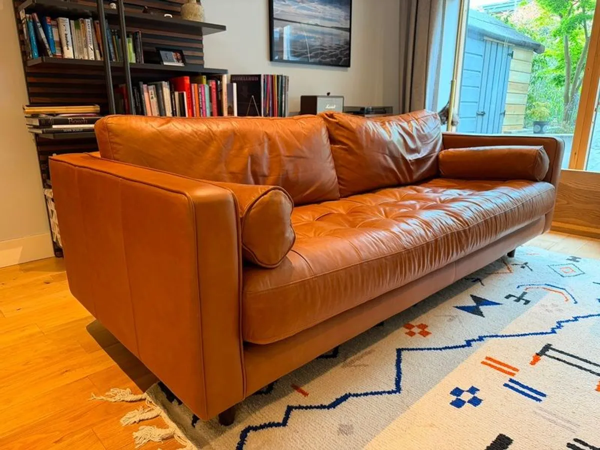 EZ living SCOTT Charme Cigar Leather 3 Seater Sofa - Image 1