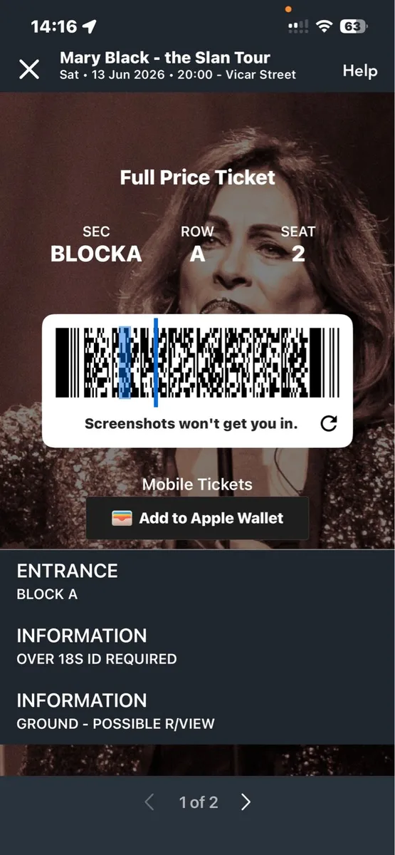 Swap Tickets Mary Black