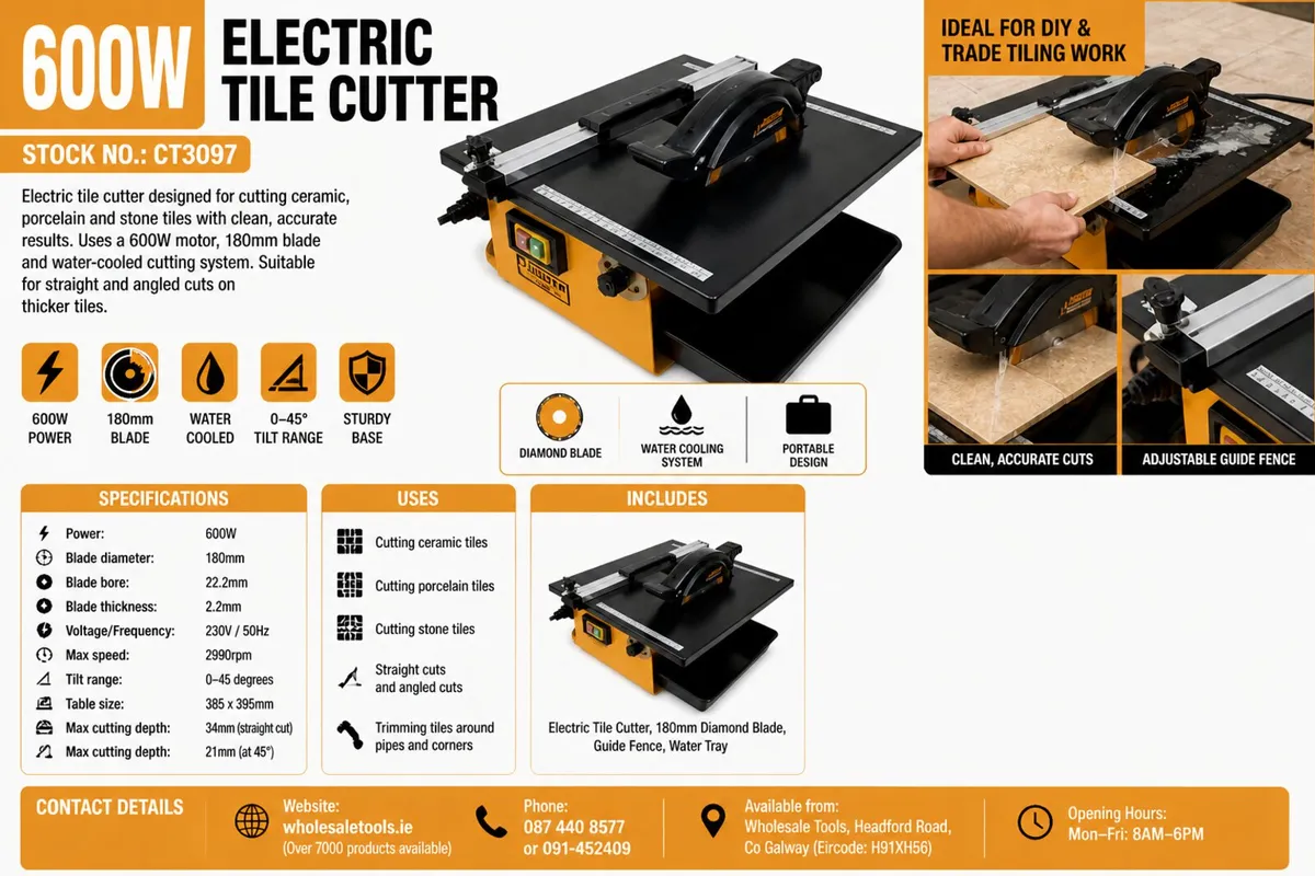 Electric Tile Cutter 600W 180mm - Image 3