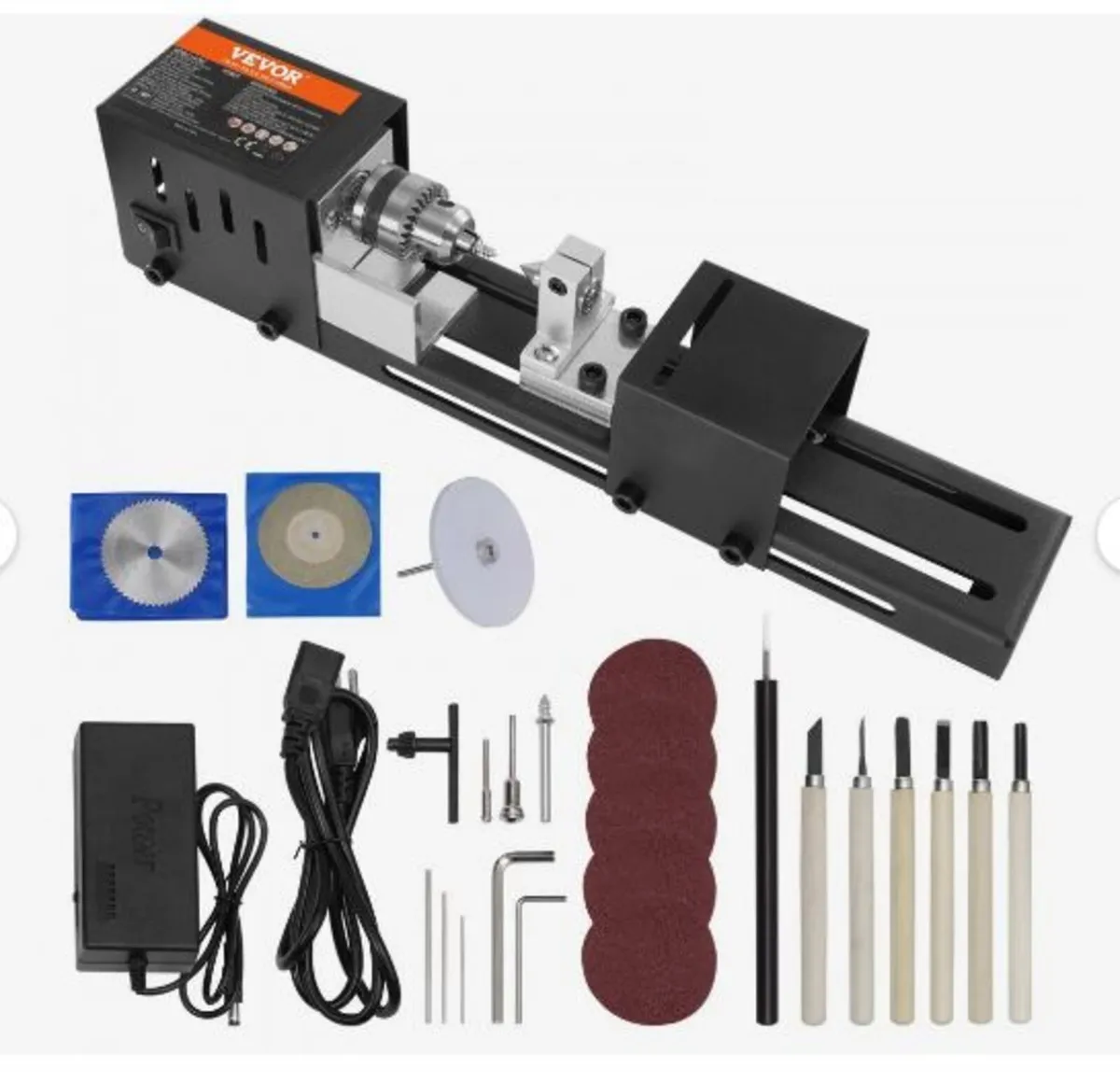 Mini Lathe Machine, 7 cm x 16 cm, 24VDC 96W - Image 1