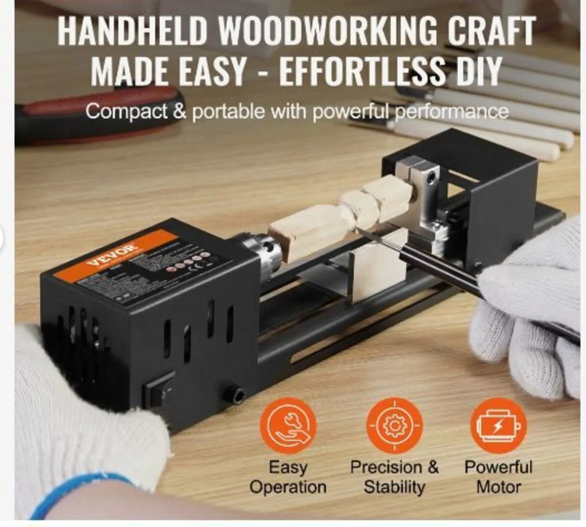 Mini Lathe Machine, 7 cm x 16 cm, 24VDC 96W - Image 3