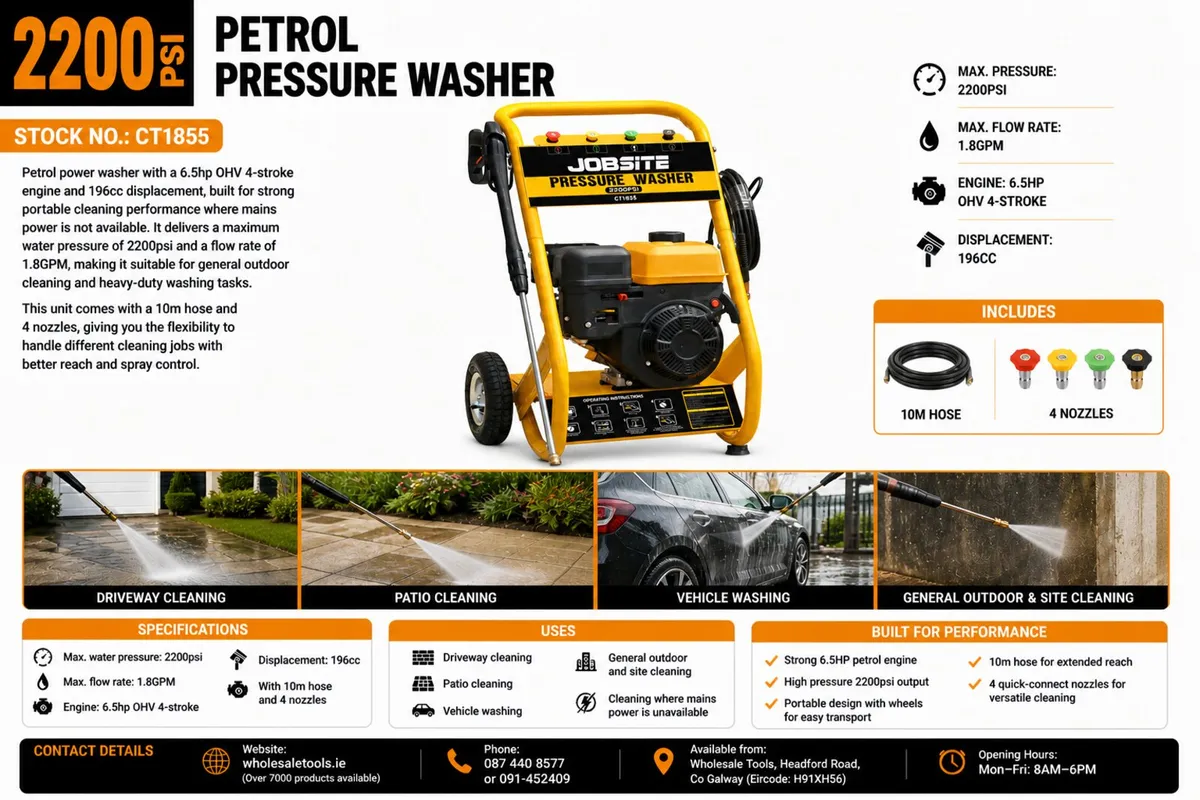 Petrol Pressure Washer 2200psi 6.5HP - Image 3