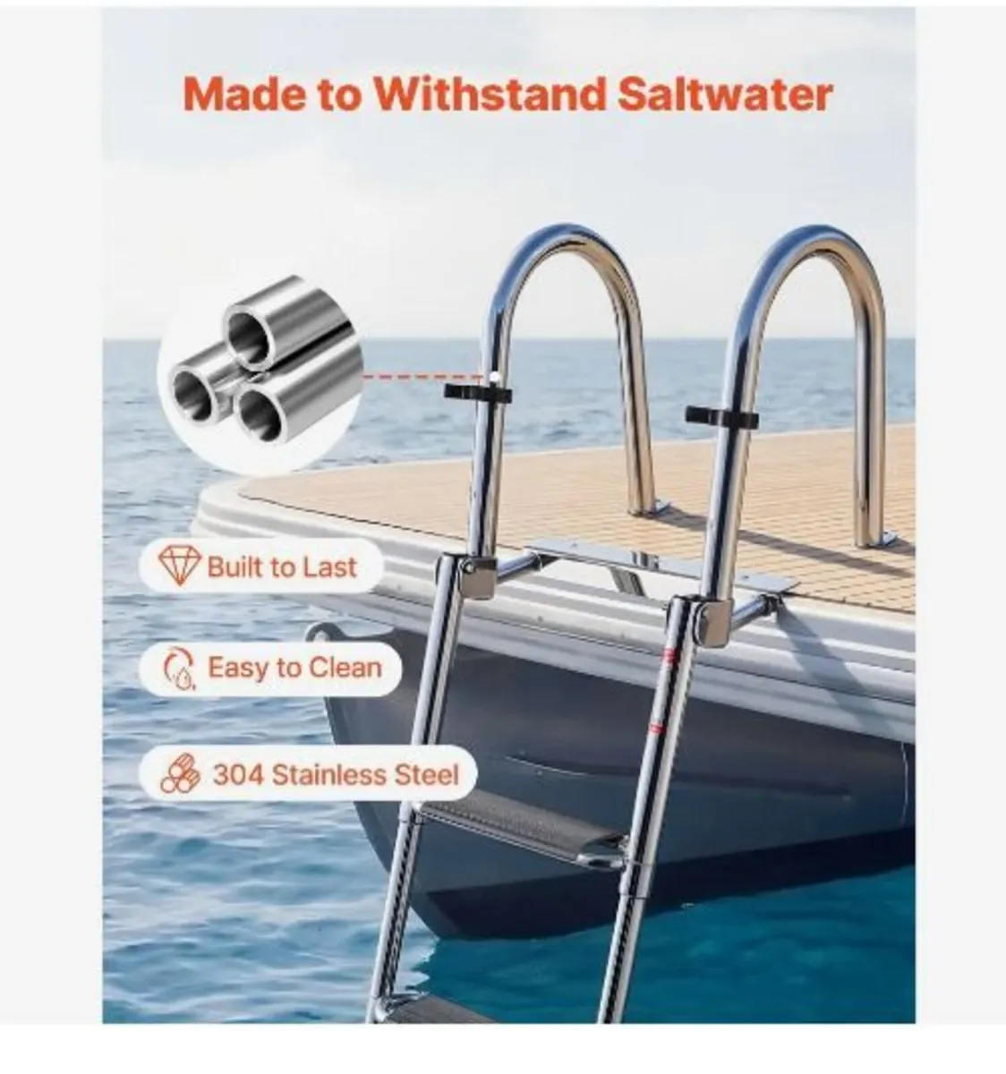 Boat Ladder, 4 Steps, Stainless Steel - Image 3