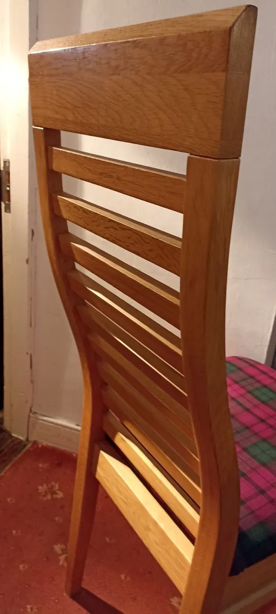 Pair  of Modern Oak Ladder Back Dining Chairs - Image 2