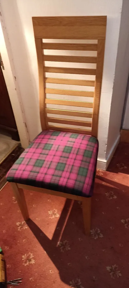 Pair  of Modern Oak Ladder Back Dining Chairs - Image 3