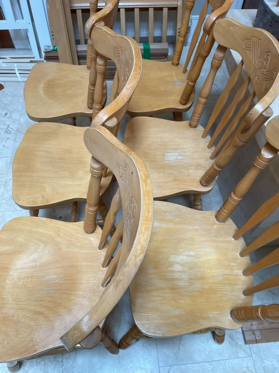 6 x Very Solid Heavy Wooden Kitchen Dining Chairs - Image 2