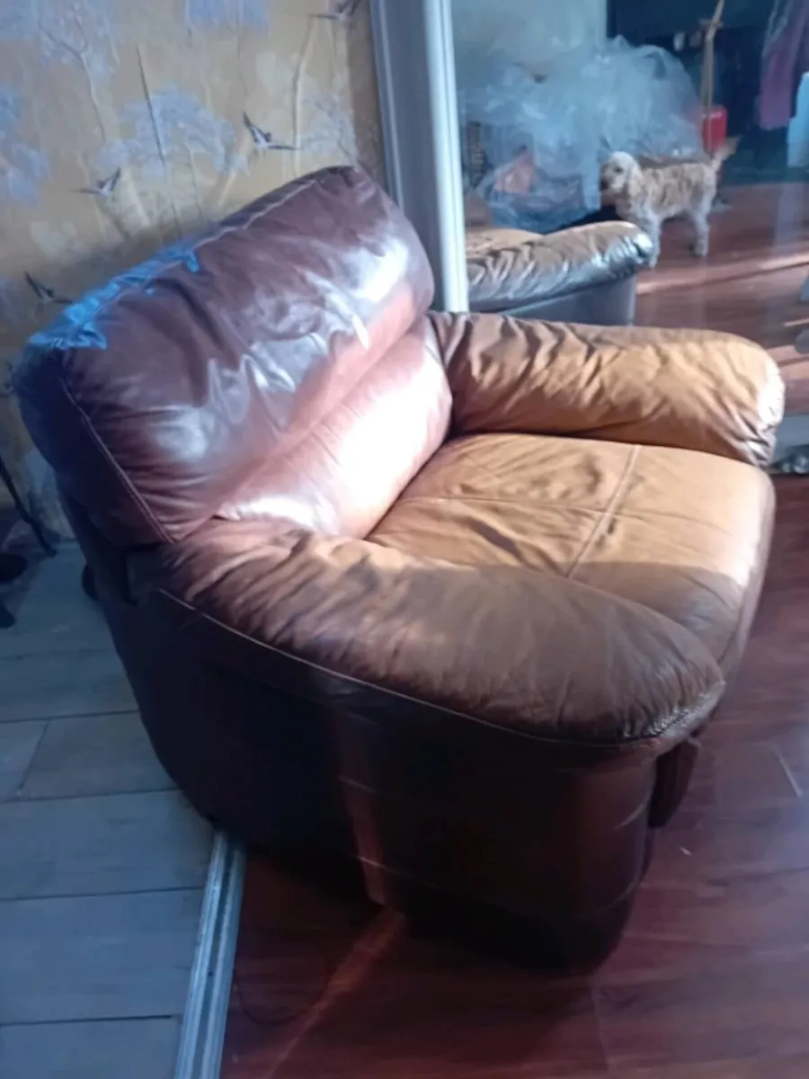 Brown leather armchair - Image 1