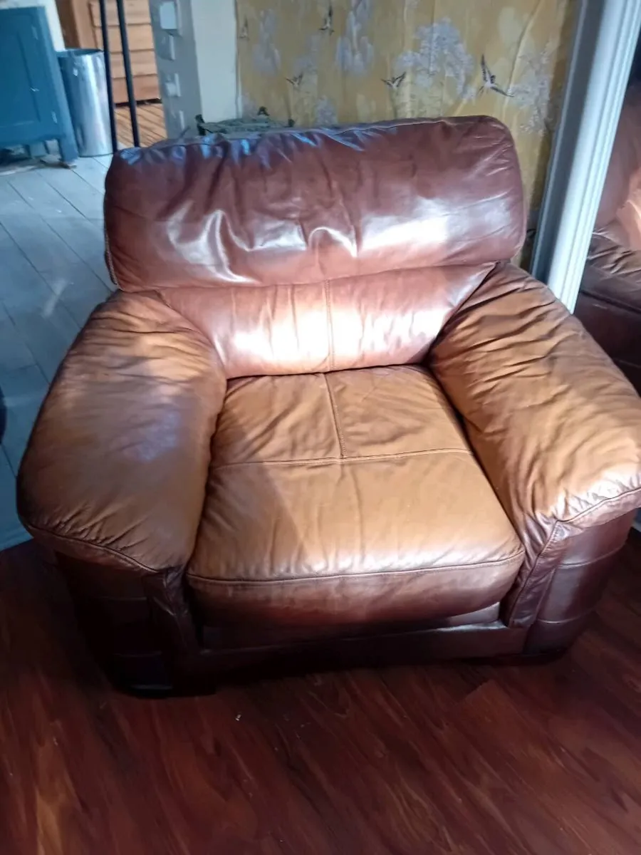 Brown leather armchair - Image 2