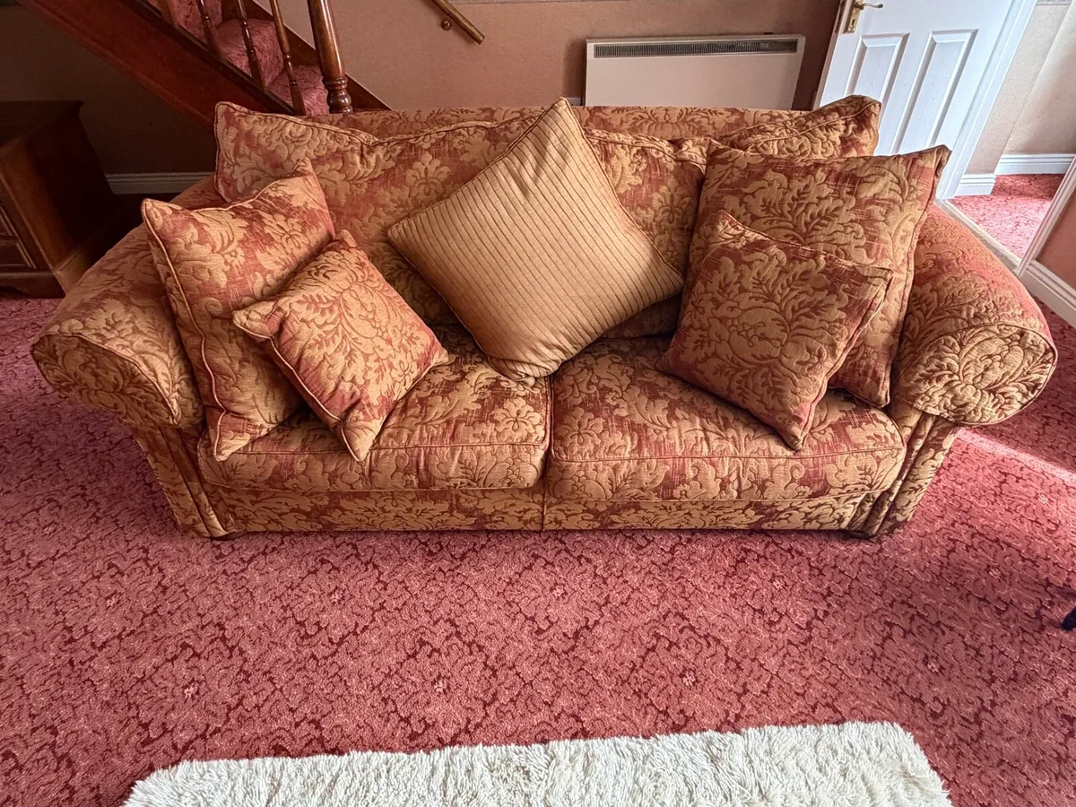 2 Seater Sofa Floral Brocade - Image 1