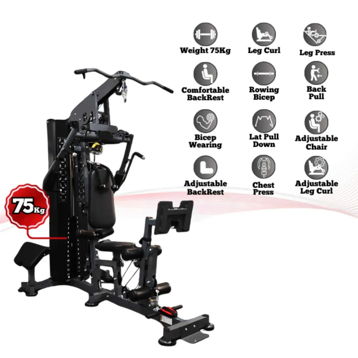 Home Multi Gym Station with 75kg weight stack - Image 3
