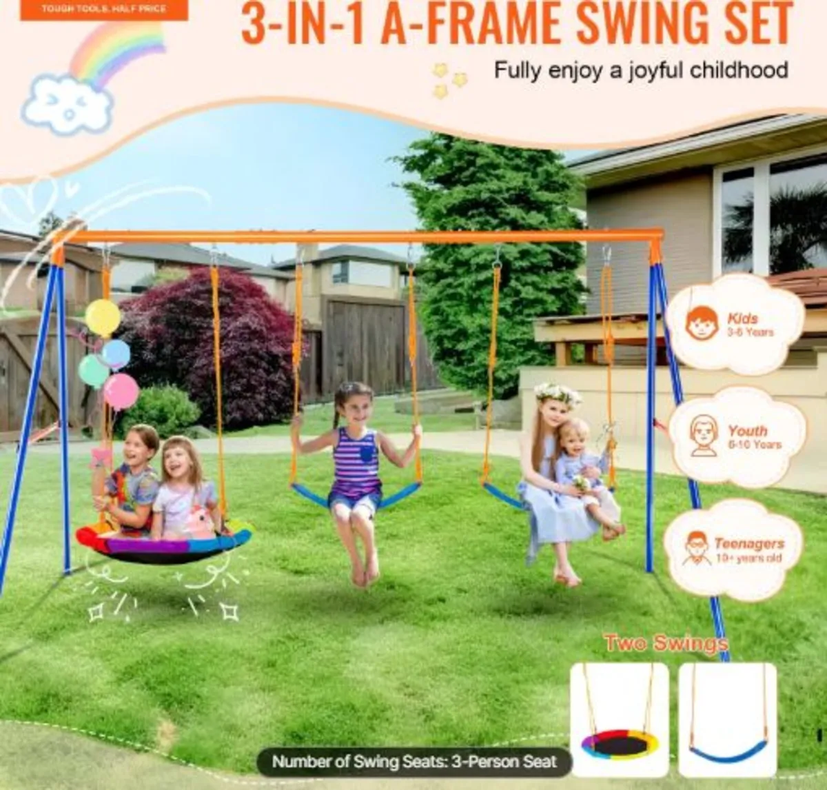 Swing Sets for Backyard, 600lbs Load Capacity - Image 4