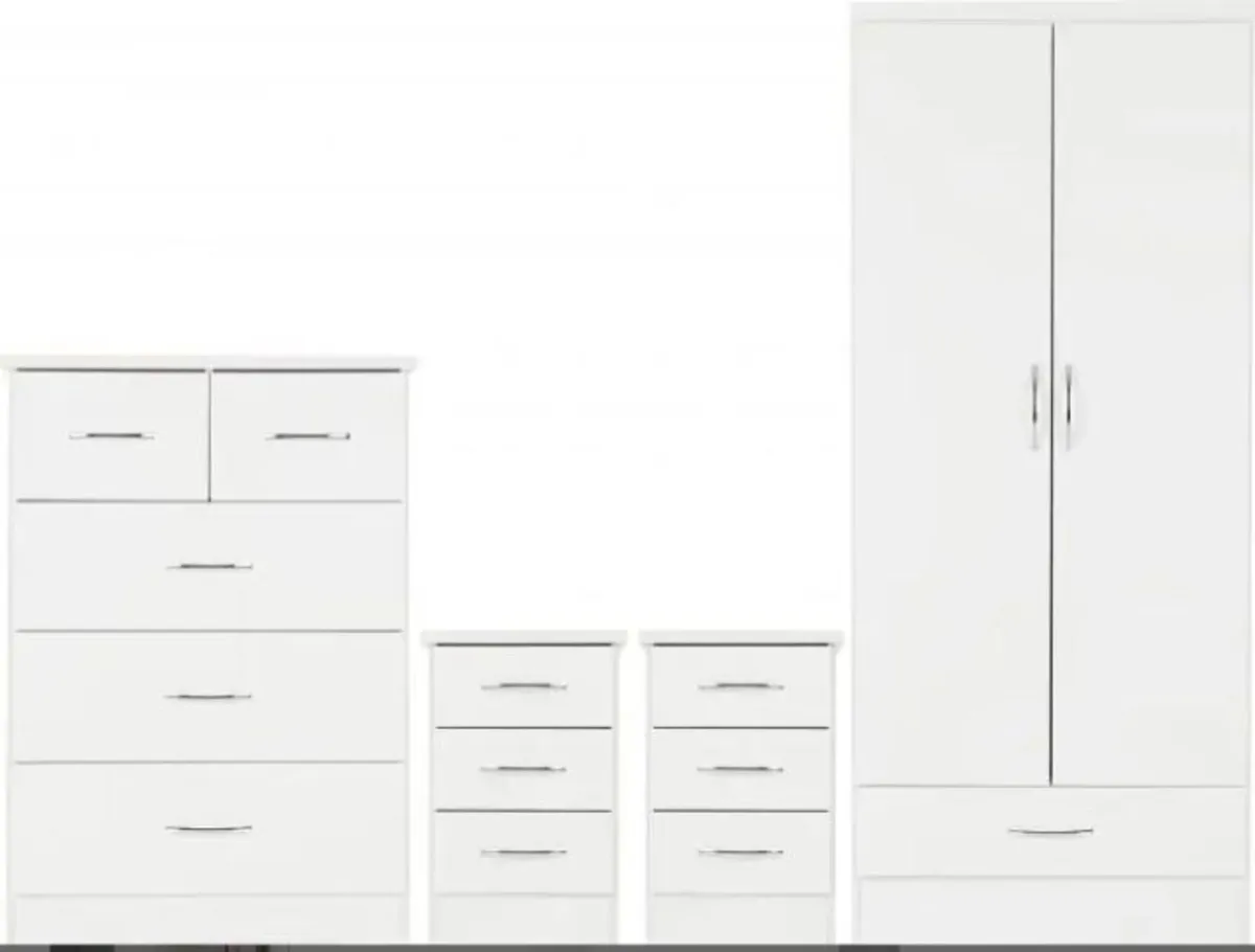 Nevada 2 Door 1 Drawer Wardrobe Bedroom Set / 2 Co - Image 1