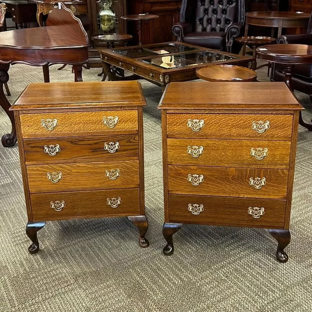 A stunning pair of four drawer chest lockers