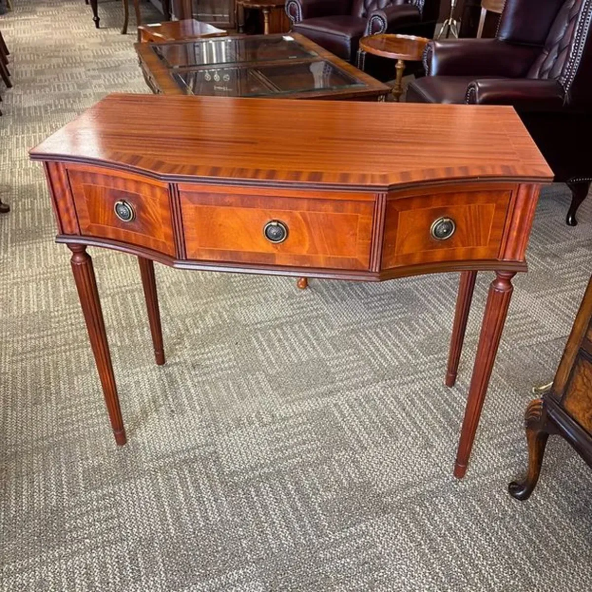 Beautiful mahogany flamed breakfront console table