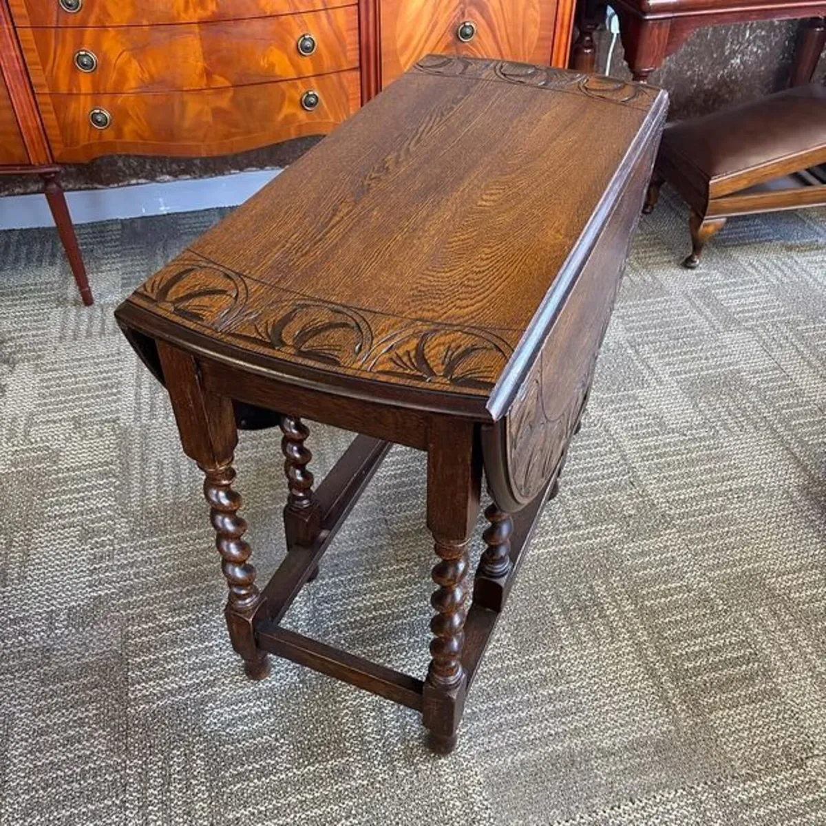 Stunning Jacobean oak drop leaf tea table