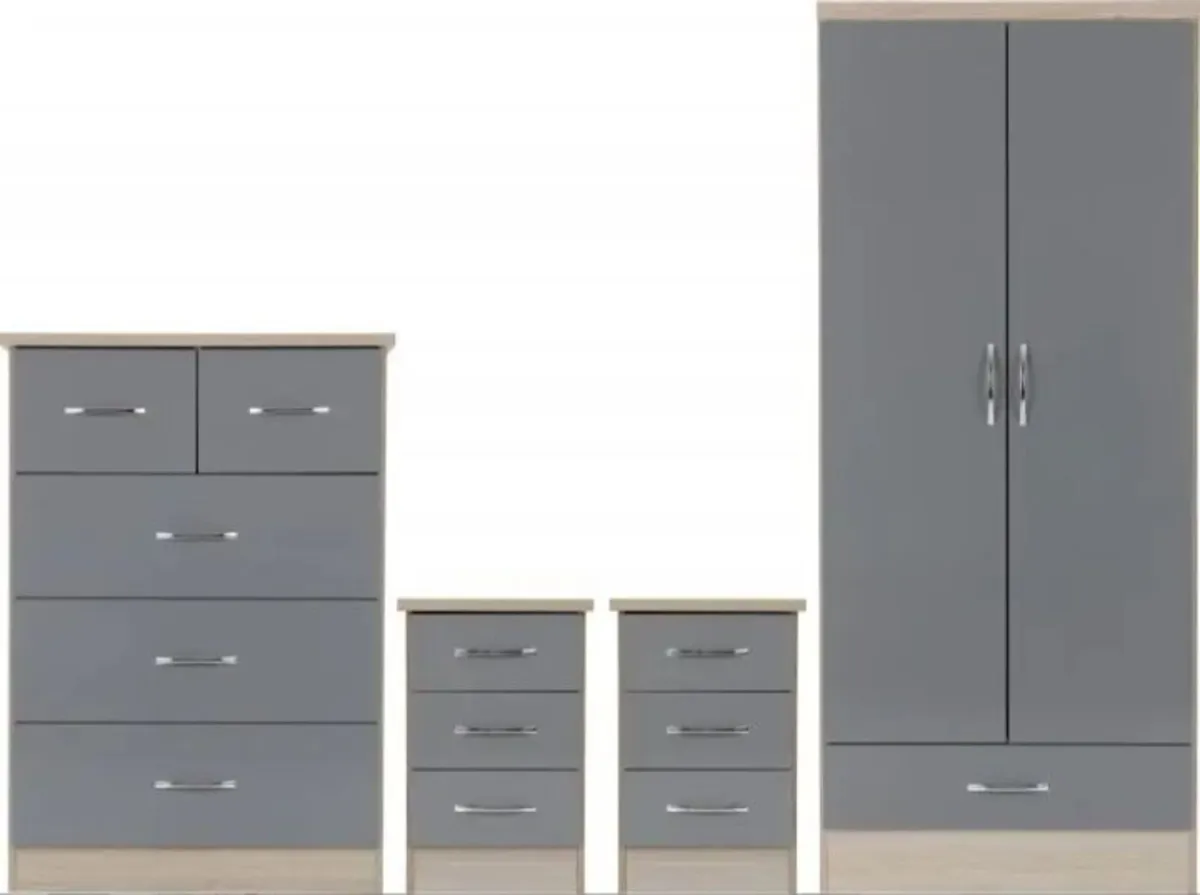 Nevada 2 Door 1 Drawer Wardrobe Bedroom Set / 2 Co - Image 3