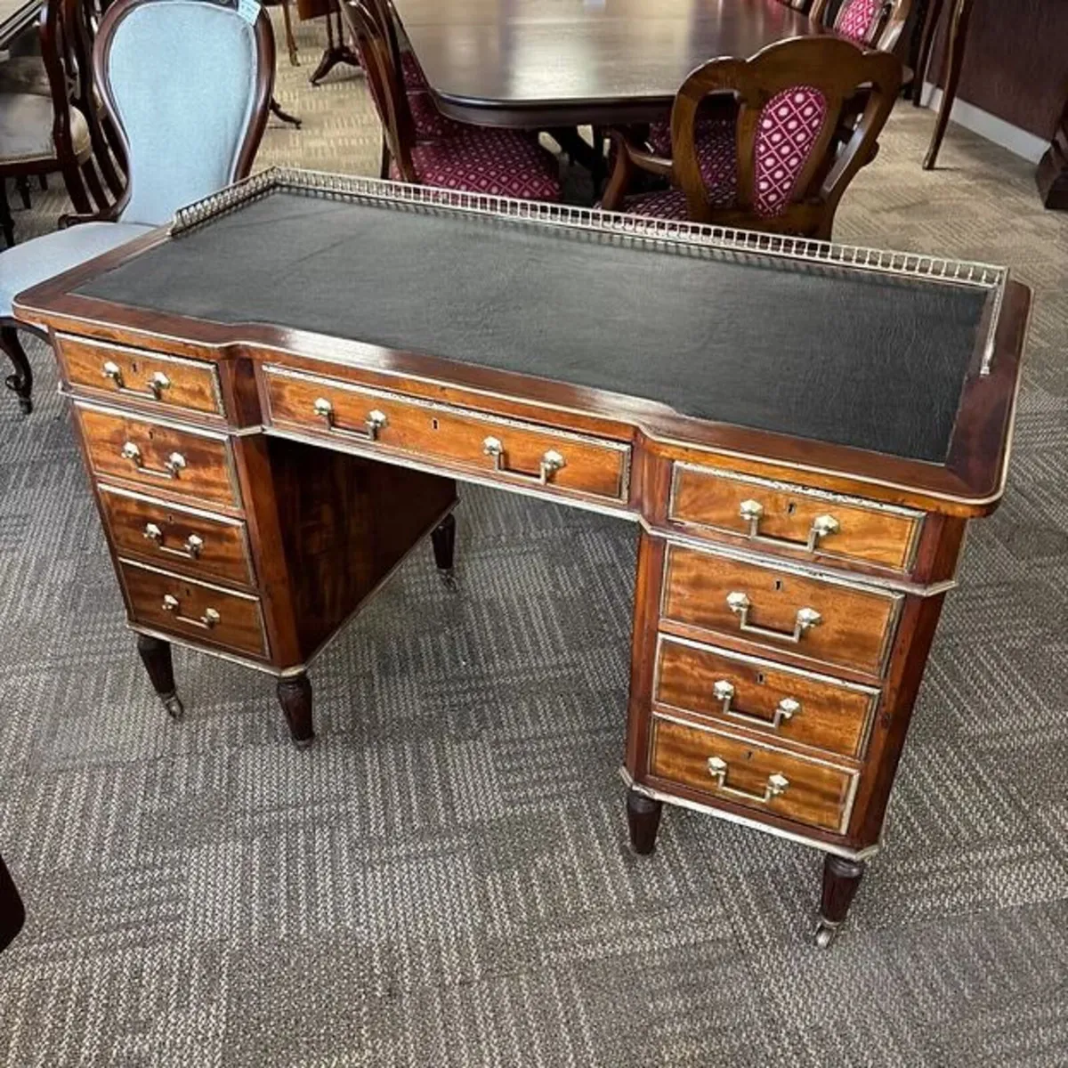 Quality 19th century French, green leather writing