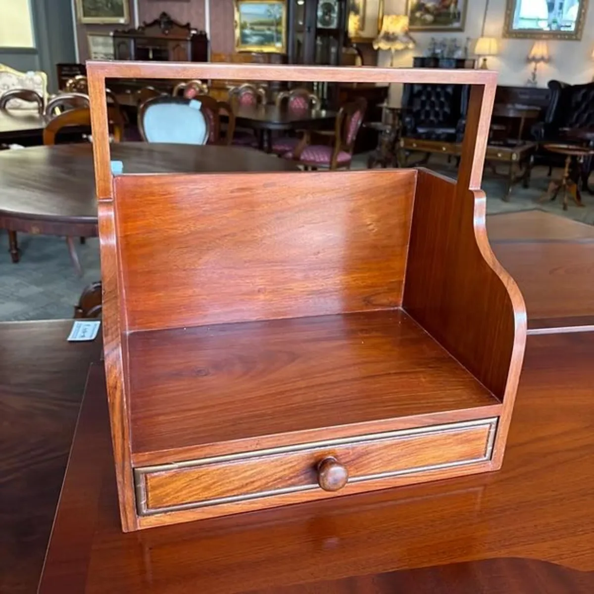 Wooden handled storage organiser. Slim drawer.