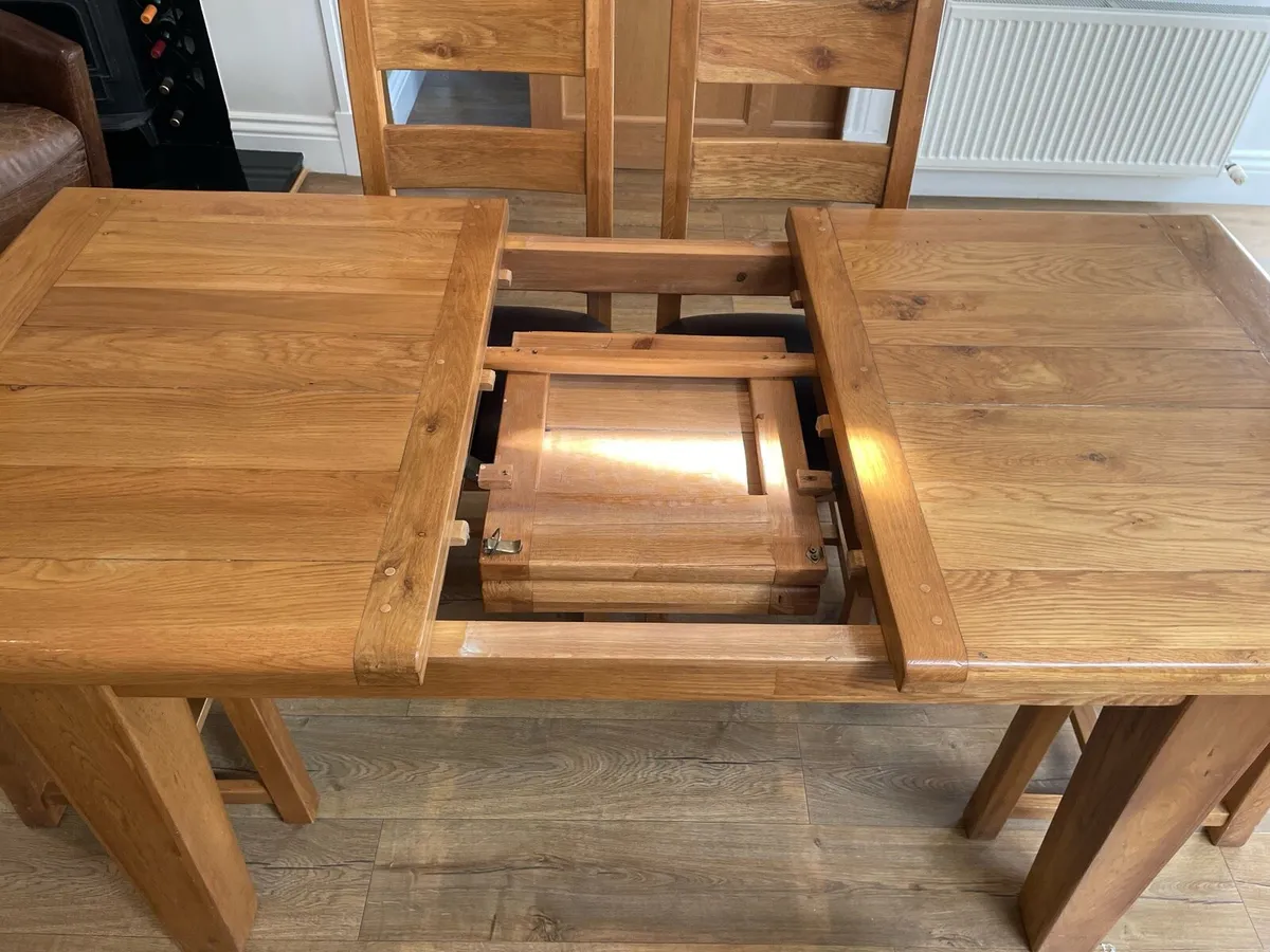 Extendable Oak Dining Table and Chairs - Image 4