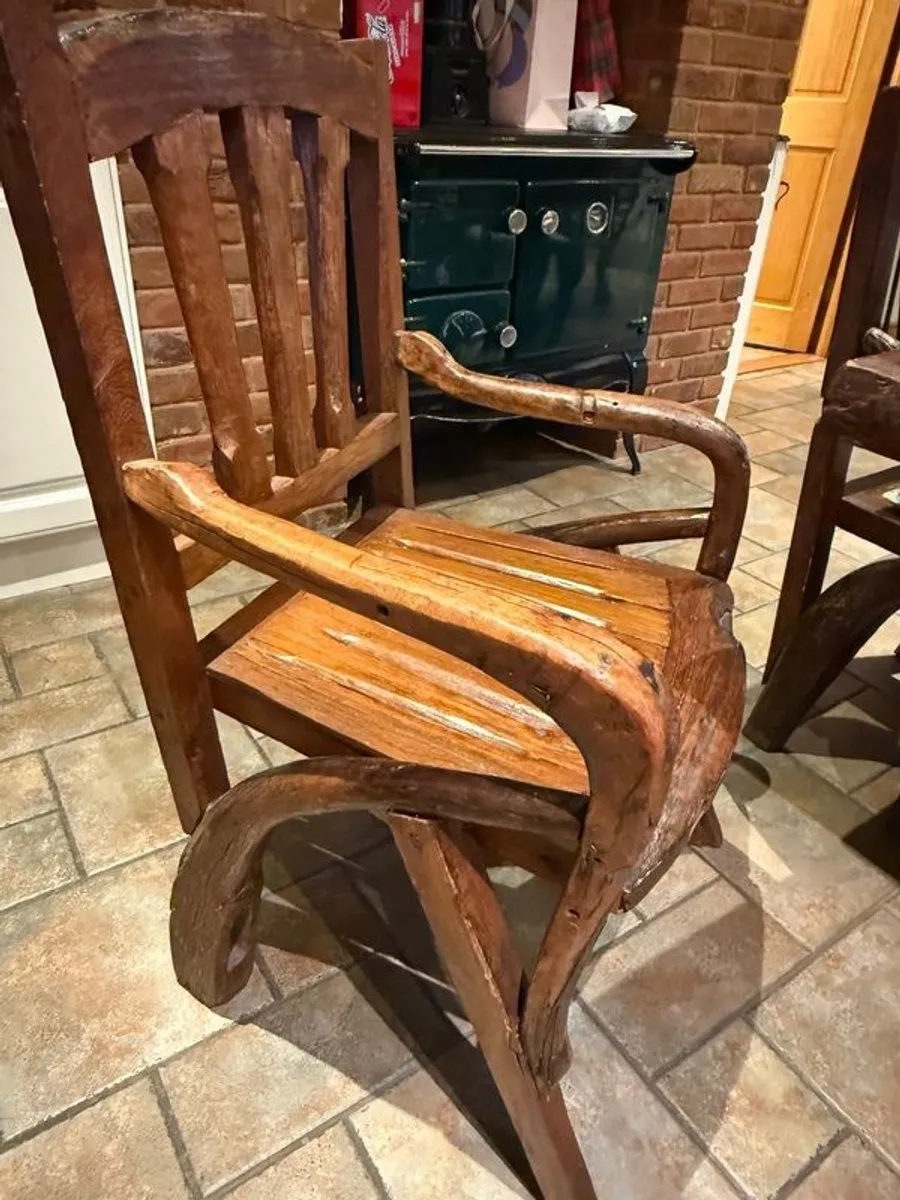 Dining table with 6 chairs genuine oak - Image 2