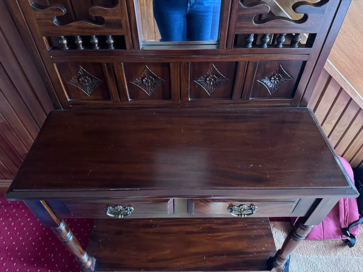 Vintage Hall Mirror Stand with drawers - Image 3
