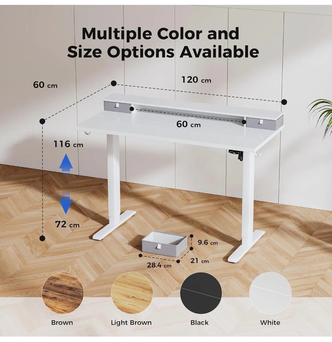 Electric Adjustable Height Desk with 2 Drawers, 12 - Image 1