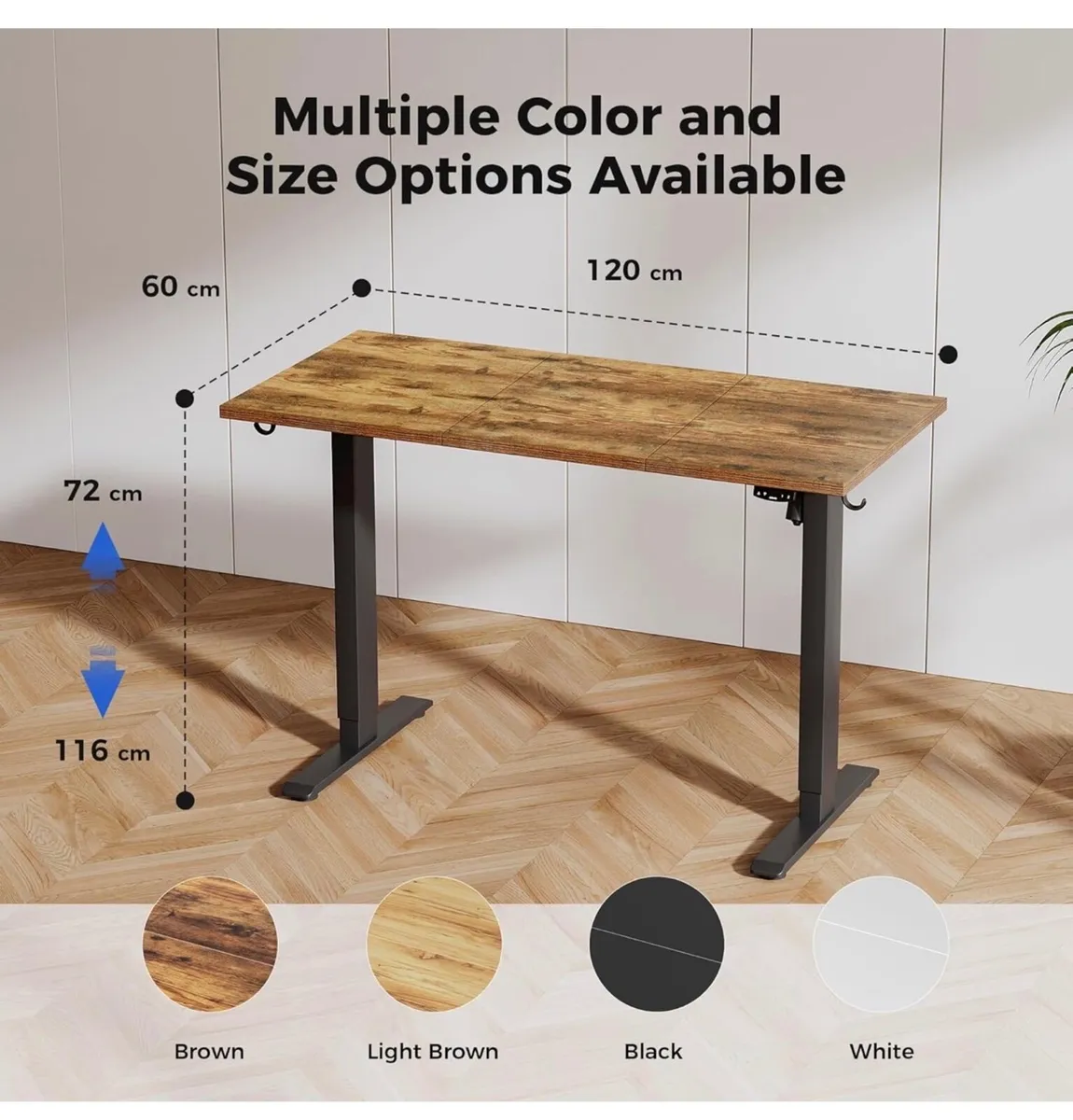 Electric Adjustable Height Desk with 2 Drawers, 12 - Image 1