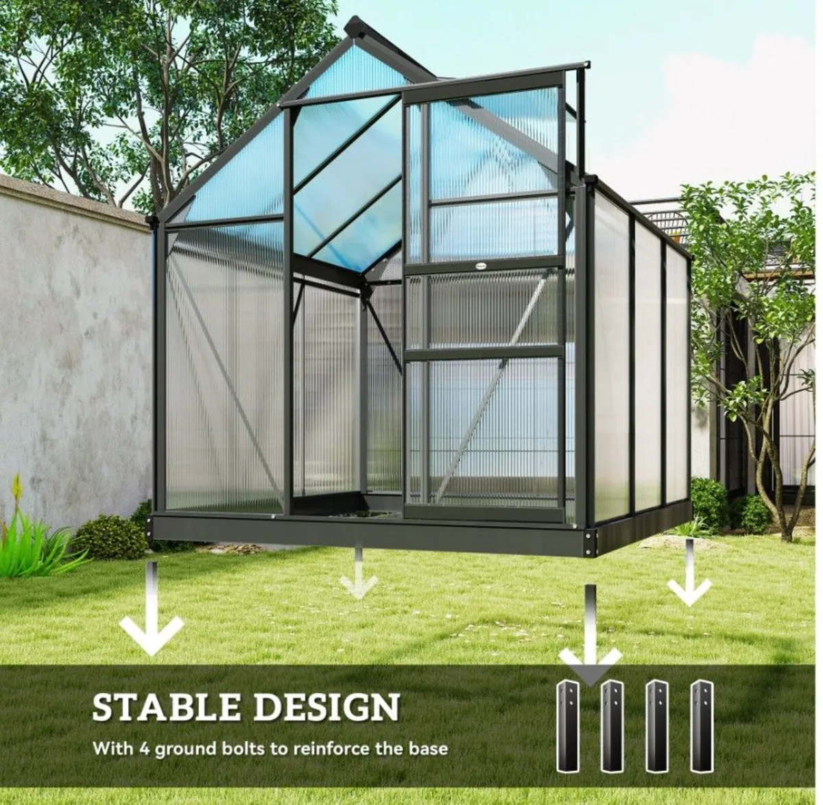 6 x 6ft Polycarbonate Greenhouse - Image 4