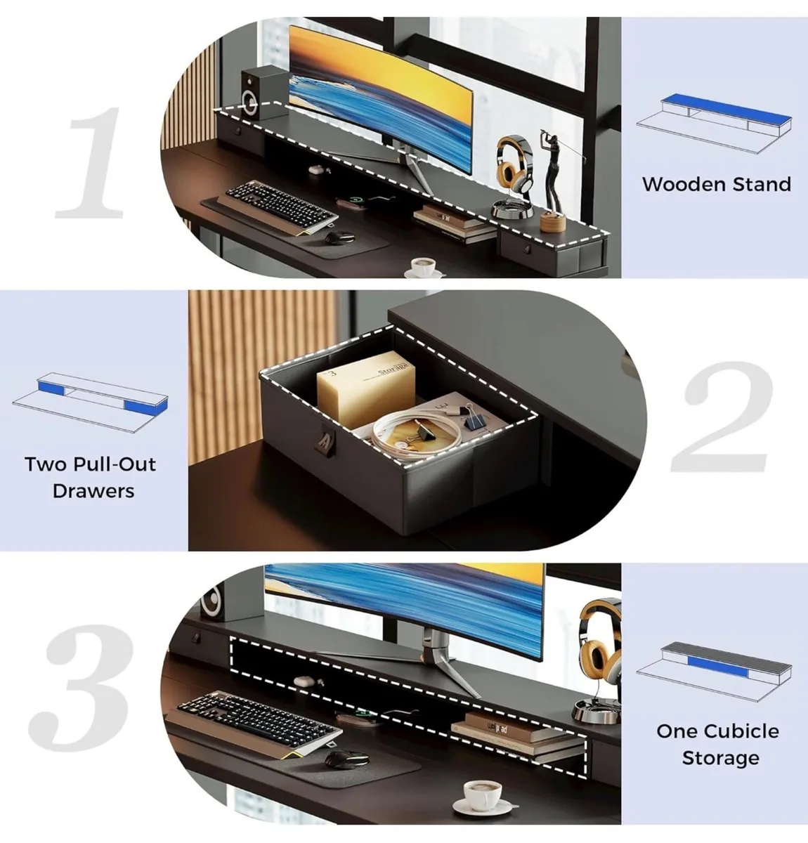 Height Adjustable Desk with Two Drawers, 120 x 60 - Image 2