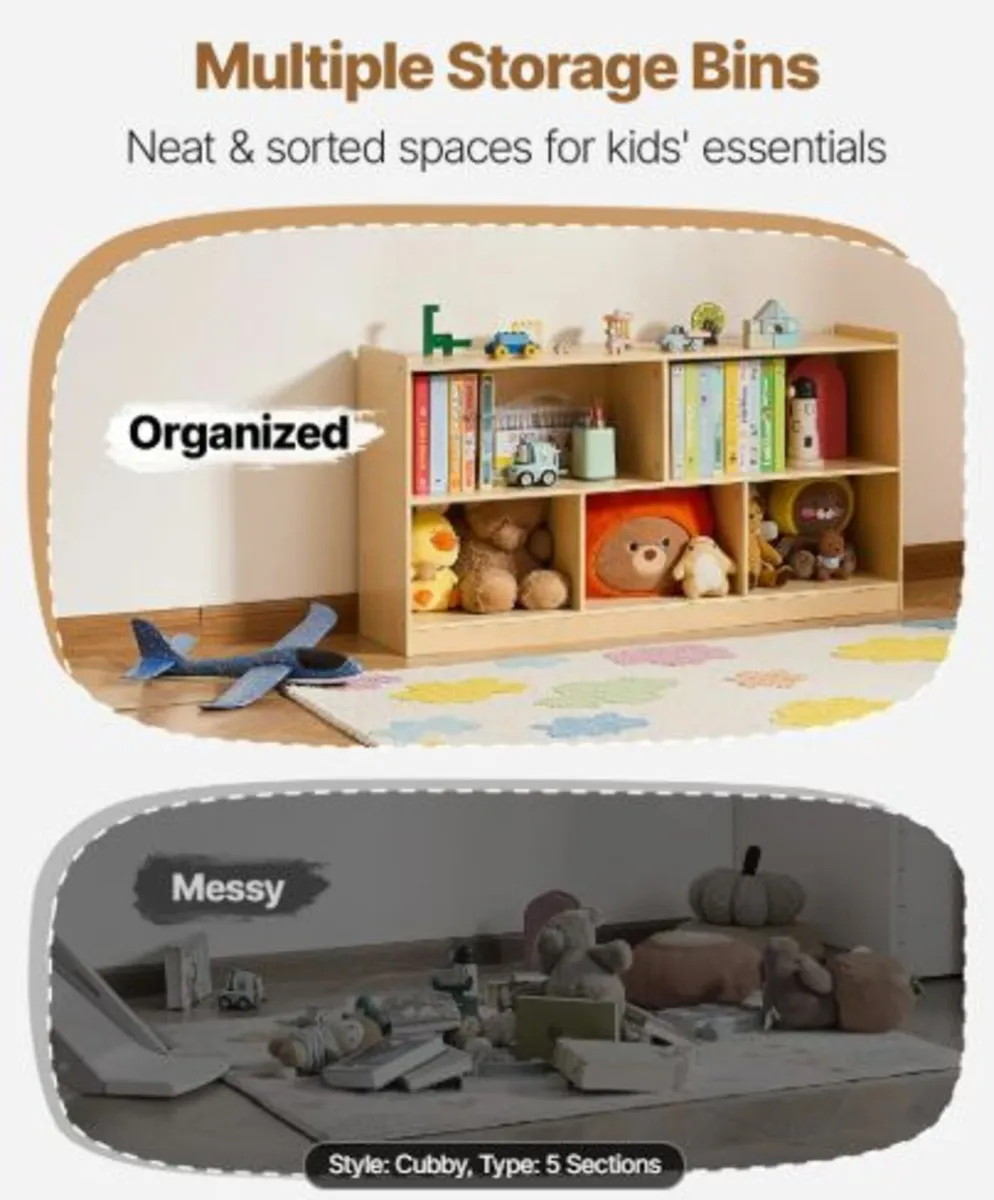 Montessori Bookshelf, 1140 mm Width Toy Storage - Image 2