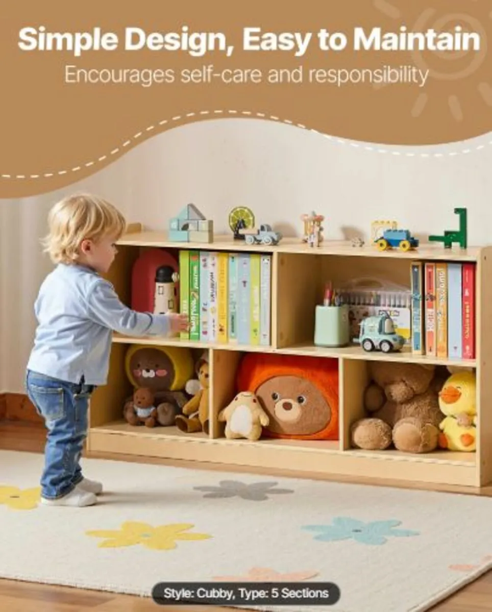 Montessori Bookshelf, 1140 mm Width Toy Storage - Image 3