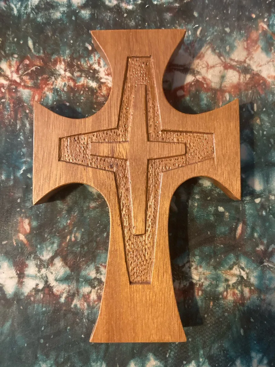 Hand craved wooden mercy cross free posted - Image 1