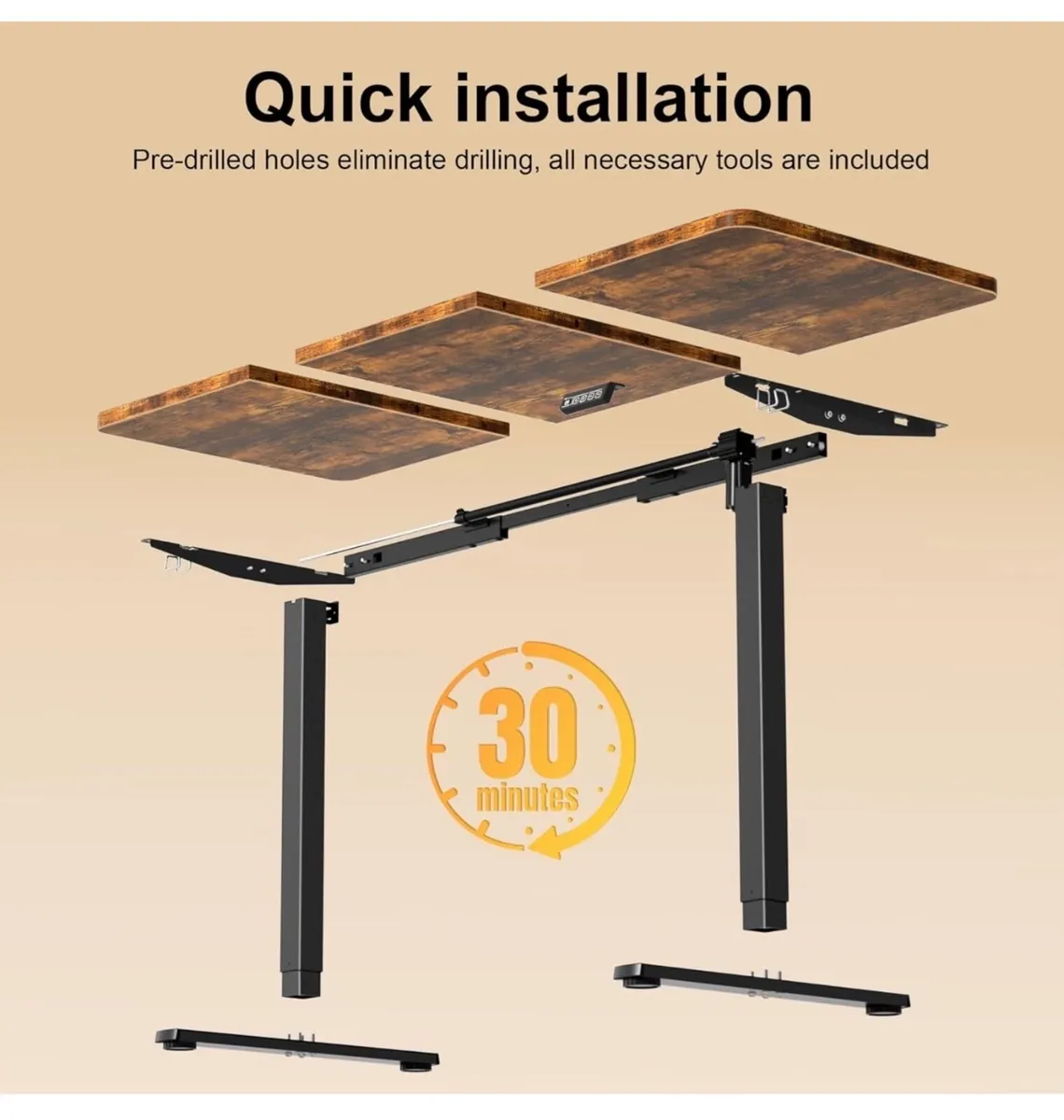 Standing Desk 140x60cm, Height Adjustable Desk wit - Image 3