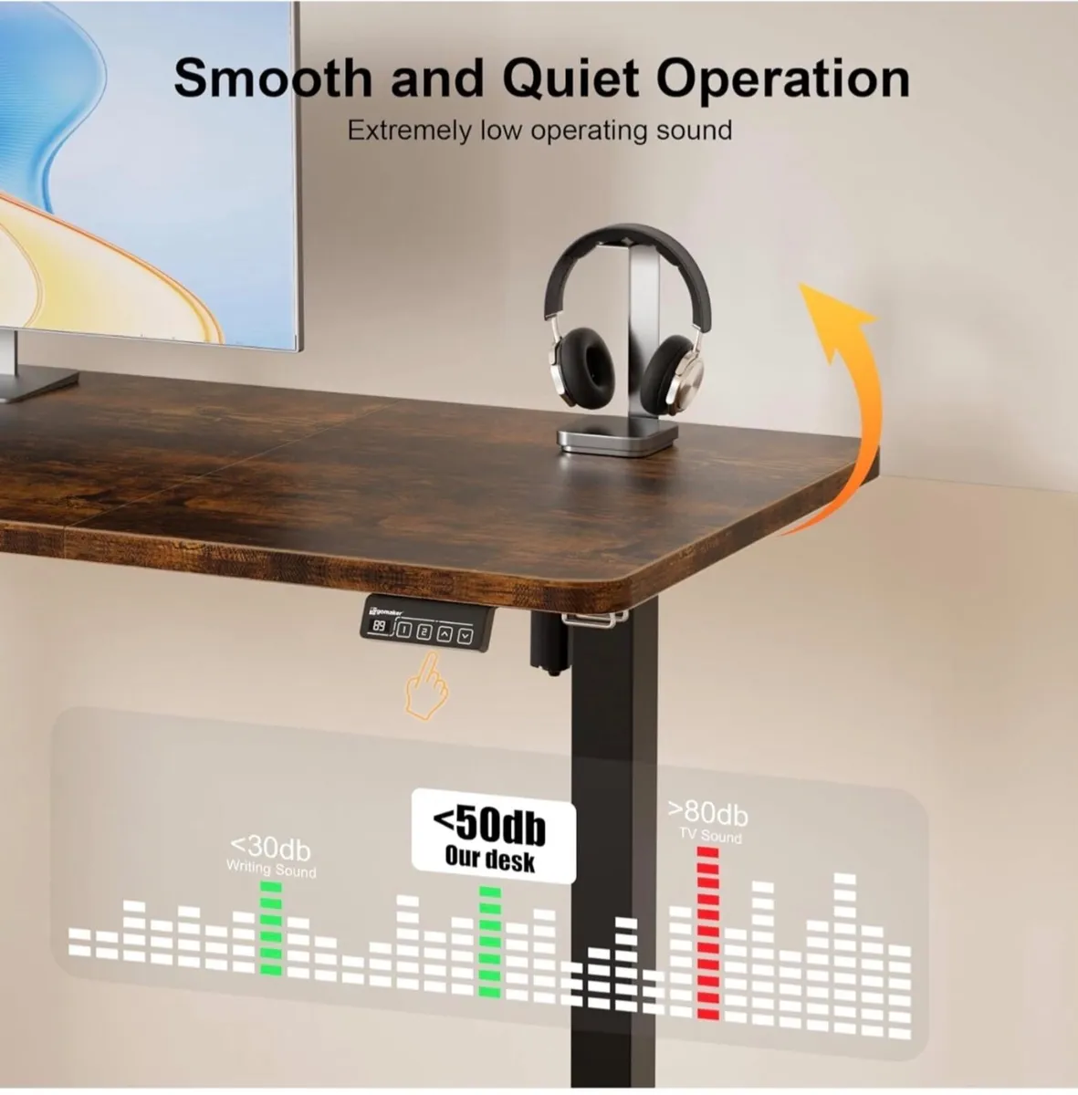Standing Desk 140x60cm, Height Adjustable Desk wit - Image 4