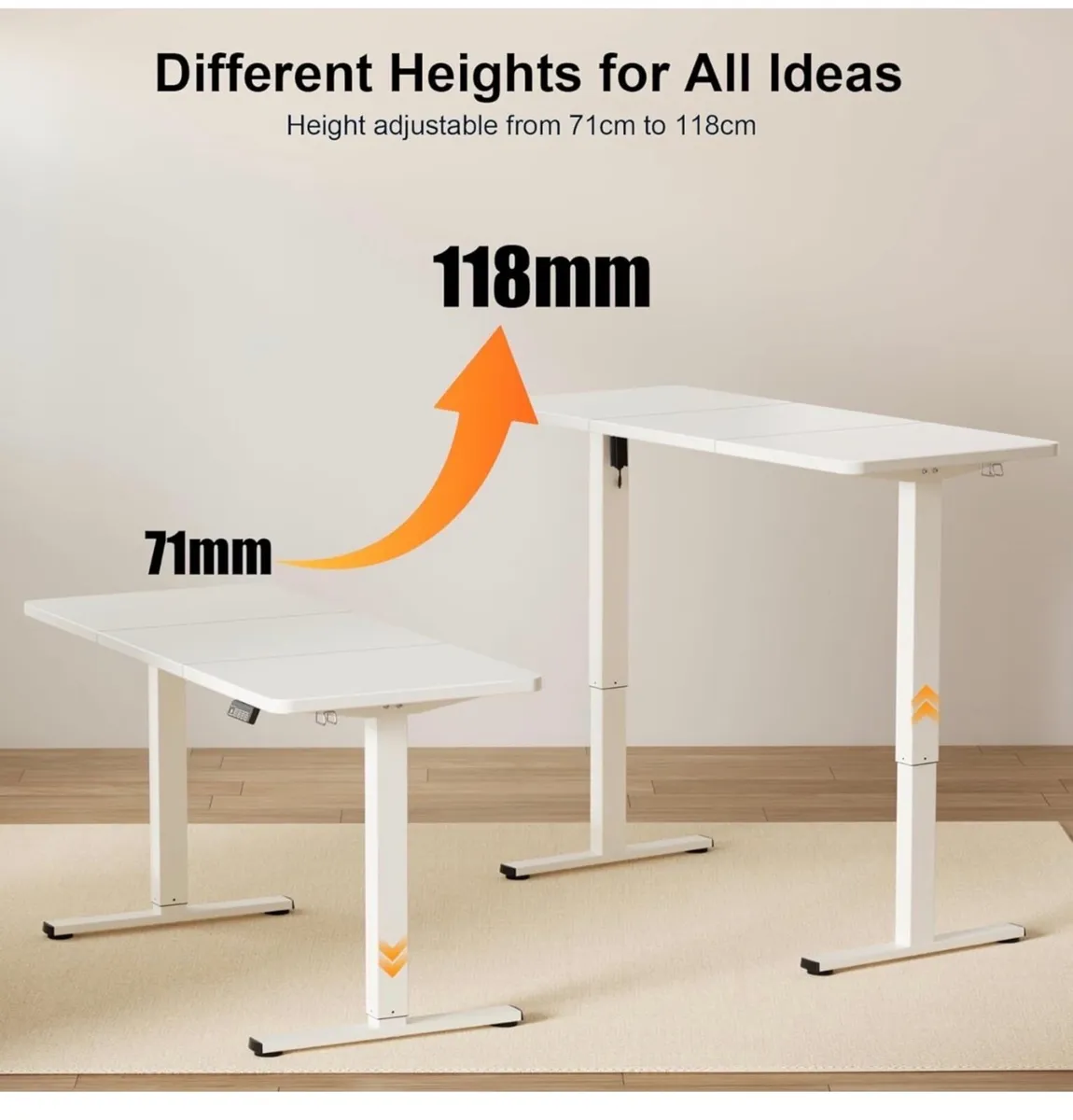Electric Standing Desk 140x60cm (55.1"x23.6"), Hei - Image 3