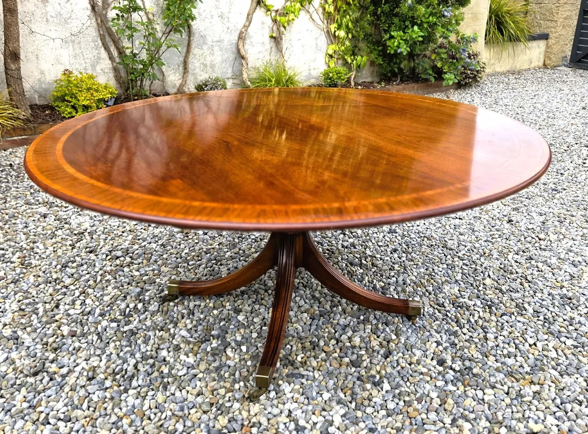 Large Vintage Round Walnut Table - Image 1