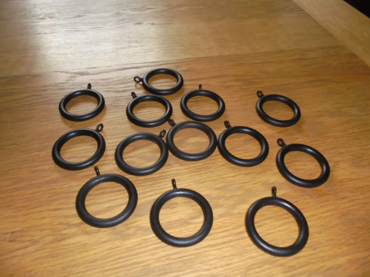 Black Wooden Curtain Rings with Eyes x 13 for Sale - Image 2