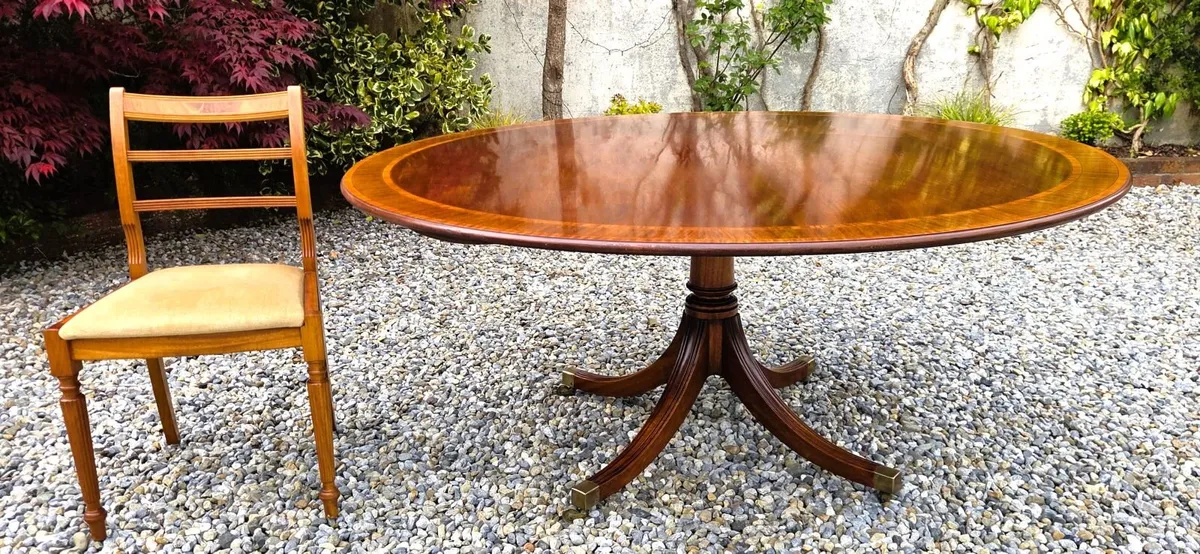 Large Vintage Round Walnut Table - Image 2