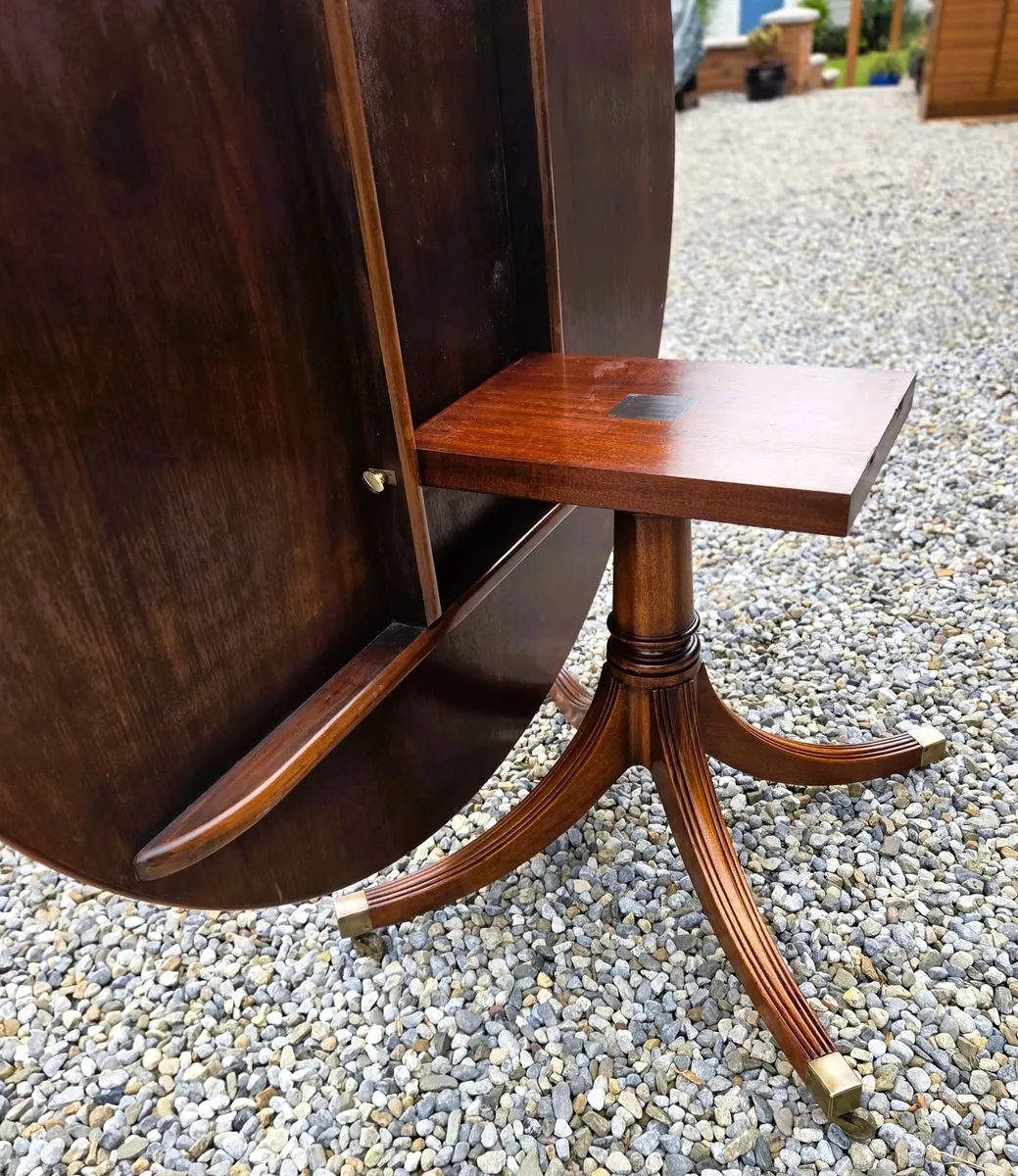 Large Vintage Round Walnut Table - Image 4