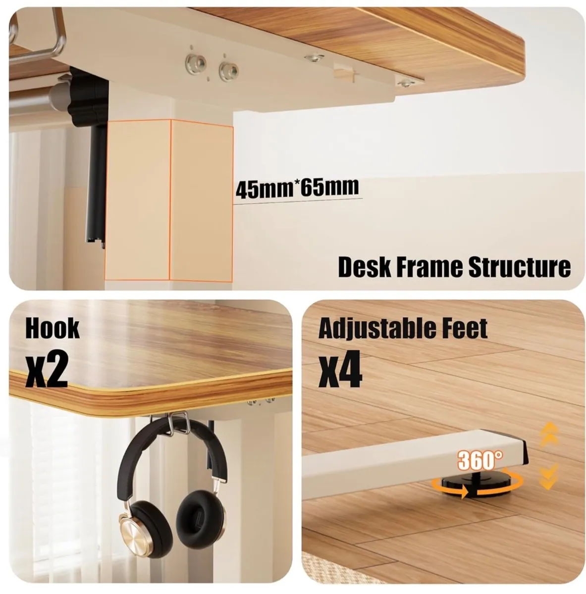 Standing Desk 140x60cm, Height Adjustable Stand Up - Image 4