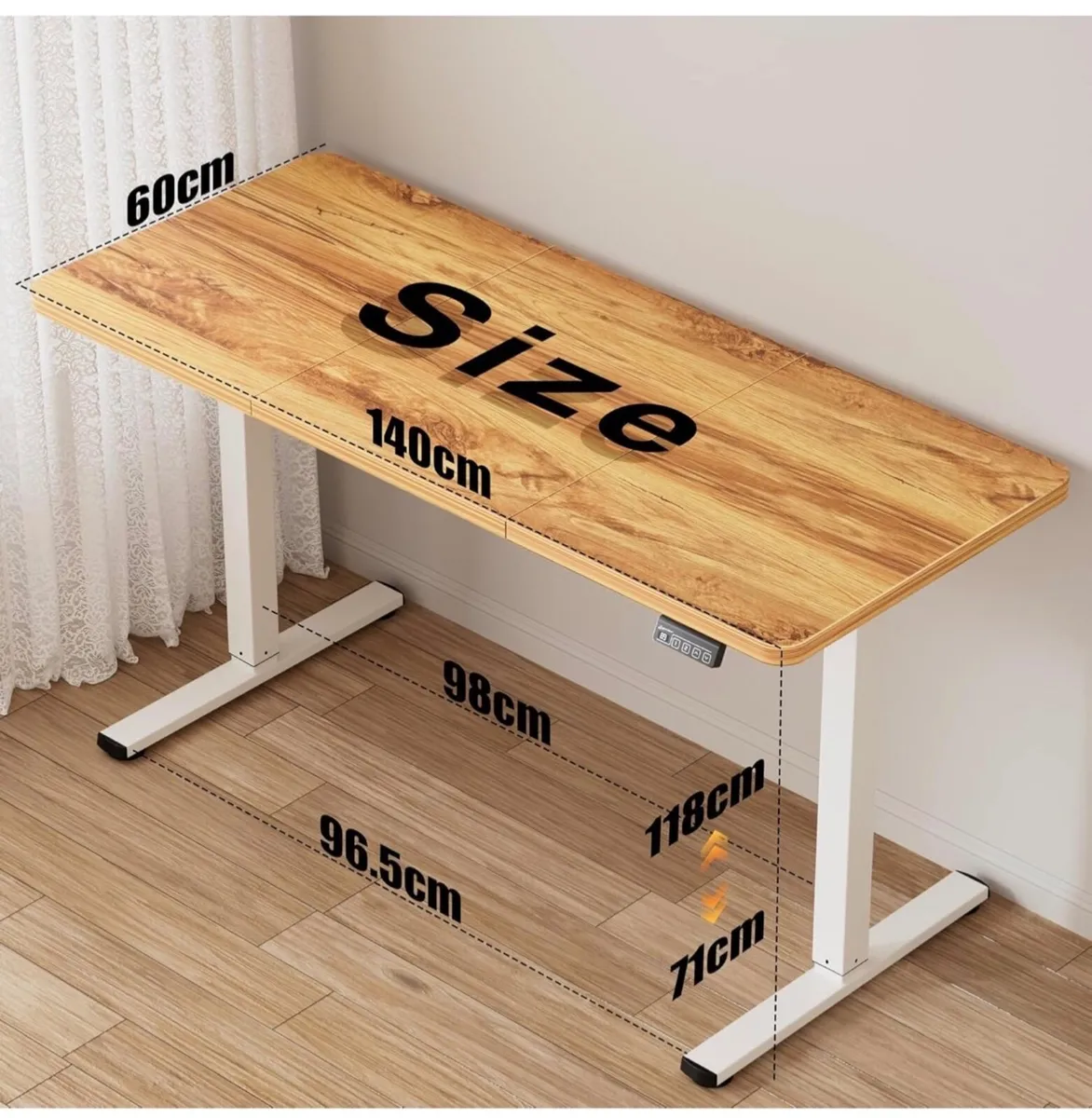 Standing Desk 140x60cm, Height Adjustable Stand Up - Image 1