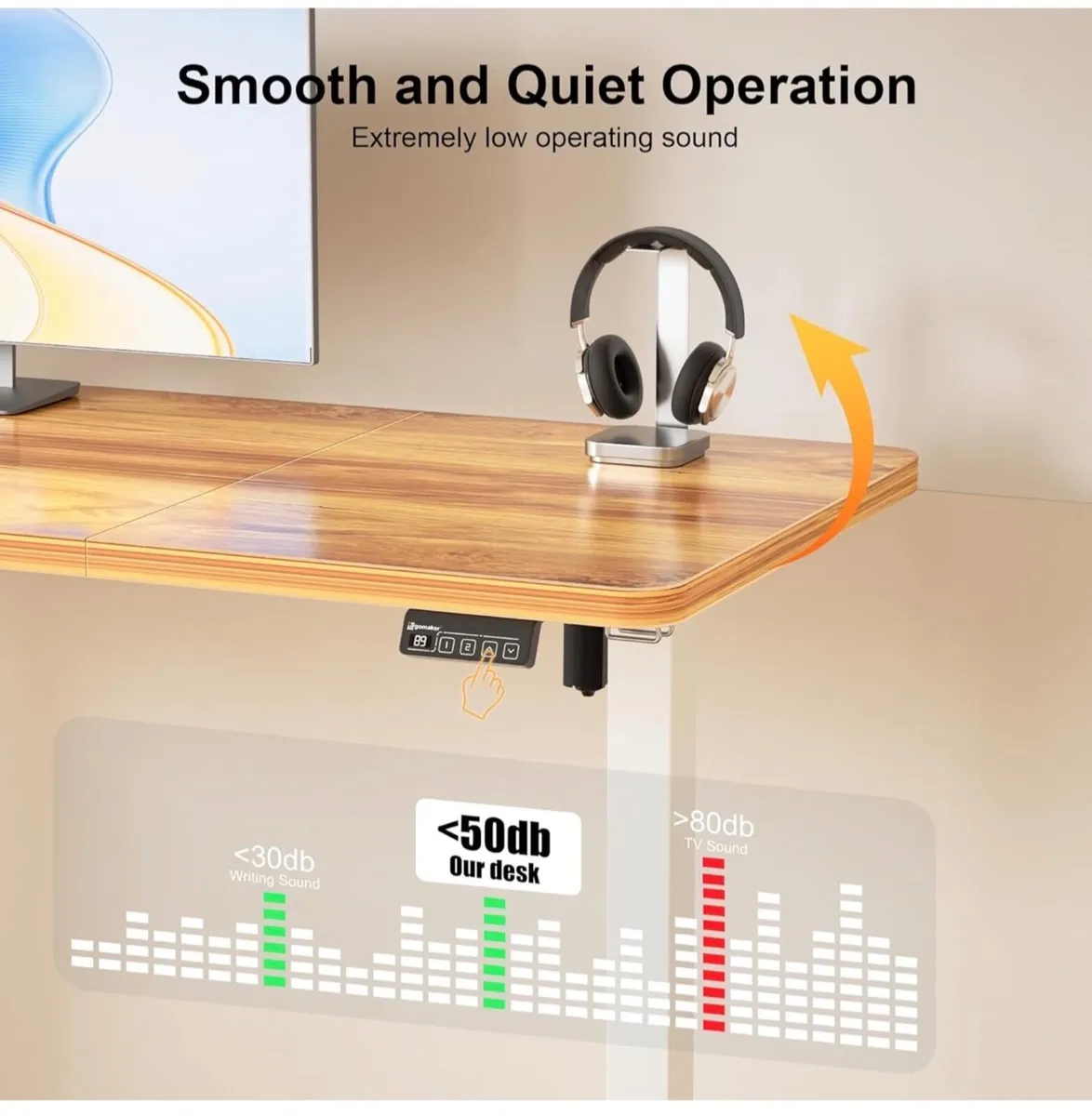 Standing Desk 140x60cm, Height Adjustable Stand Up - Image 4