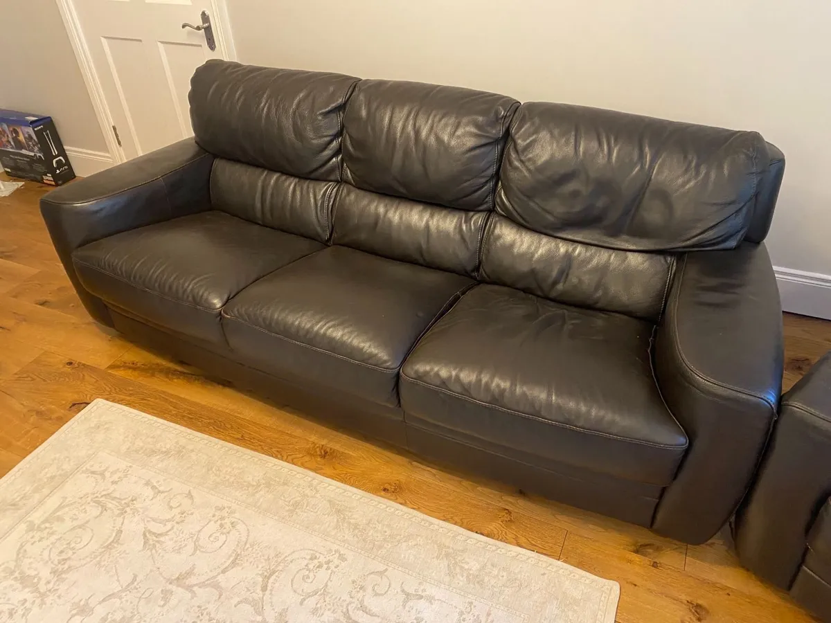 Brown Leather Couch - Image 3