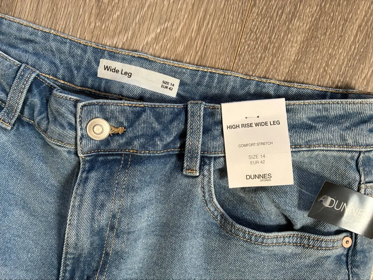 NEW Dunnes Wide Leg Jeans; Size 14 - Image 2