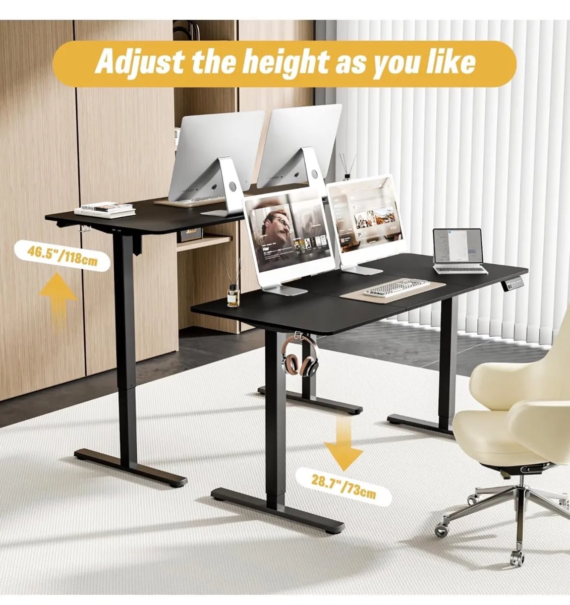 Electric Standing Desk 140x60cm (55.1"x23.6"), Hei - Image 1